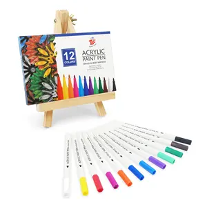 12 पीसी ऐक्रेलिक पेंट मार्कर पेन कलर बॉक्स में, स्थायी कला रंग वाइन ग्लास ऐक्रेलिक मार्कर पेन ड्राइंग