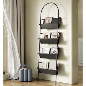 كينو بسيط صحيفة الرف الكلمة مجلة القرون الوسطى متعددة الطبقات عرض تخزين الرف كريم الرياح ضد الجدار - Product Image 1