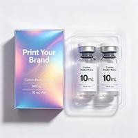 Boîtes personnalisées haut de gamme pour flacons de peptides 3ml 10ml 20ml, emballage holographique en papier avec étiquettes et autocollants de conception gratuite