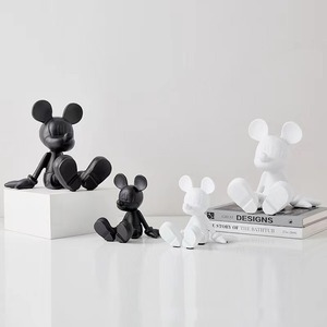 Sculpture en résine de <span class=keywords><strong>Mickey</strong></span> créative écologique, Posture assise, décoration luxueuse pour armoire à vin TV et entrée - Product Image 4