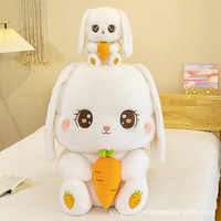 Peluche Lapin Carotte, Coussin Réconfortant Rembourré en Coton PP Lavé, Oreiller de Lit 31cm-50cm, Emballage Sous Vide, Cadeau d'Anniversaire pour Filles