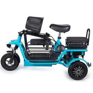Tricycle électrique Jiuxin, 10 pouces, motorisé, pliable, trois places, pour usage familial, avec panier et porte-bagages arrière - Product Image 2