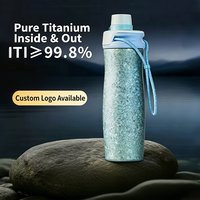 Vaso Aislado al Vacío de Titanio Puro de 500 ml Personalizado, Botella de Agua Deportiva de Titanio de Doble Pared a Prueba de Fugas, Portátil para Viajes al Aire Libre