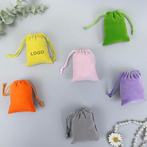 Bolsa de Terciopelo Multicolor con Cordón, Bolsa Pequeña de Terciopelo con Logotipo Personalizado, Bolsa de Almacenamiento para Joyas, Recuerdos de Boda, Regalos - Product Image 3