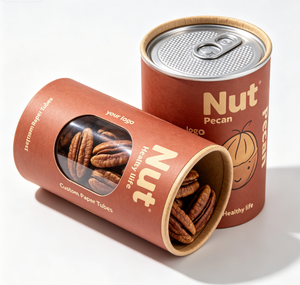 Nuts Custom Paper Tube Packaging with Sealed Lid Recyclable Food Grade Craft Paper Cylinder Container for Nuts - Product Image 4