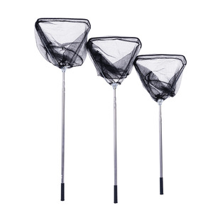 Red de pesca plegable de acero inoxidable telescópica con mango de goma, plegable con un solo clic para la pesca - Product Image 2