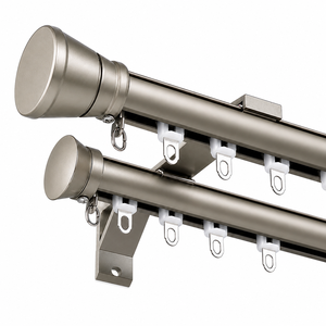 Rail de rideau double mural, tringle à rideau romaine, rail en aluminium robuste et silencieux, rail de rideau coulissant - Product Image 2