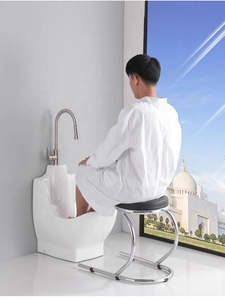 <span class=keywords><strong>Lavandino</strong></span> per pediluvio a pavimento <span class=keywords><strong>salvaspazio</strong></span>: lavabo In ceramica con sedia incorporata e rubinetto lungo - Product Image 3