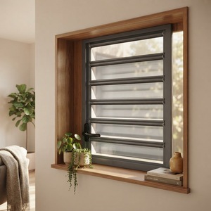 Fenêtre à persiennes en verre avec cadre en aluminium, lames en verre trempé, ventilation réglable, fenêtre à persiennes pour projets <span class=keywords><strong>de</strong></span> construction - Product Image 4