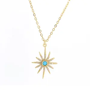 Fashion Jewelry China Wholesale Jewelry 18k Gold Plated Turquoise Necklace For Women