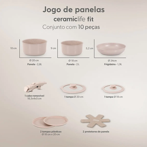 Vente flash - Ensemble de casseroles en céramique antiadhésives 9 pièces avec couvercles en verre et poignées amovibles en silicone - Product Image 2