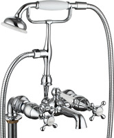 Ensemble de robinetterie de bain-douche thermostatique en laiton chromé à double poignée, à poser au mur, pour salle de bain
