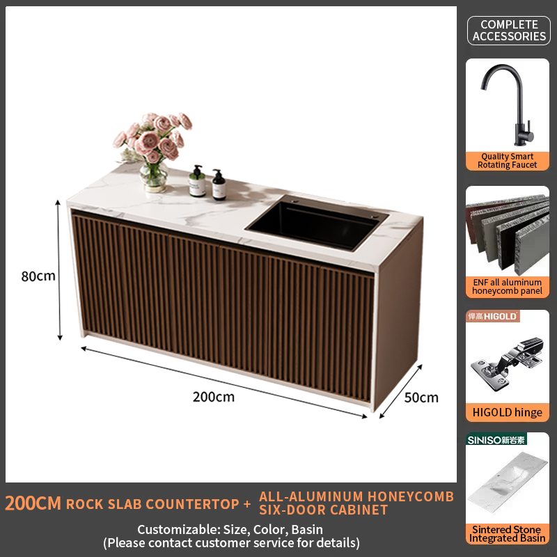 200Rock Slab Countertop + Six Door Cabinet