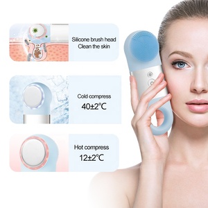 Oem ODM xách tay điện Silicone mặt làm sạch bàn chải 2-in-1 vẻ đẹp thiết bị cho an toàn đầu tẩy da chết rung công nghệ - Product Image 5