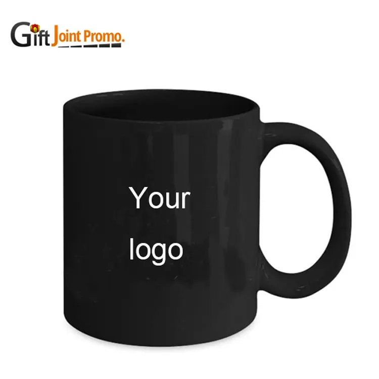 Tasse à café en céramique noire avec LOGO personnalisé, pour cadeaux promotionnels, haute qualité