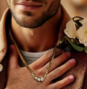 Collana incisa in oro placcato 18K Nickle Free <span class=keywords><strong>per</strong></span> <span class=keywords><strong>lui</strong></span> fidanzato marito regalo di San Valentino <span class=keywords><strong>per</strong></span> <span class=keywords><strong>lui</strong></span> regalo di <span class=keywords><strong>anniversario</strong></span> <span class=keywords><strong>per</strong></span> <span class=keywords><strong>lui</strong></span> - Product Image 3