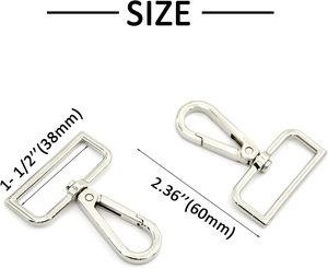 Lot de fermoirs mousquetons pivotants en métal pour loisirs créatifs, porte-clés, sacs à main, argent, en pouces - Product Image 2