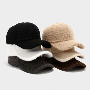 Ins Autumn Winter Girls Baseball Cap Embroidery Casual Thickened Furry Warm Simple Solid Color Plush Baseball <b>Hat</b> - Product Image 1