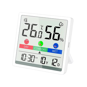 เครื่องวัดอุณหภูมิและความชื้นแบบดิจิตอล LCD พร้อมปฏิทิน สำหรับใช้ภายในและภายนอกอาคาร นาฬิกาตั้งโต๊ะสำหรับสำนักงาน ขายส่ง - Product Image 1