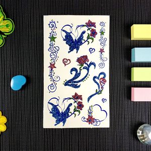 Adesivi per Tatuaggi Temporanei a Forma di Farfalla Glitterata, Impermeabili, con Disegni di Fiori, Cuori e <span class=keywords><strong>Stelle</strong></span> per Donne, Decorazioni per Feste - Product Image 1