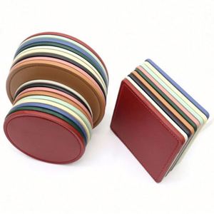 Custom Printing Classic Eco-Friendly Coffee <b>Cup</b> <b>Mat</b> with Logo Wholesale PU Leather Coaster for Drinks Promotional Gift - Product Image 3