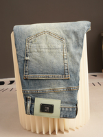 Nouveau jean bleu pour homme, coupe droite élastique, taille brodée, style business, collection automne
