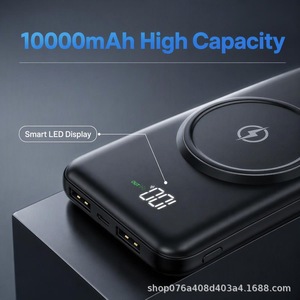 Batterie externe à chargement sans fil 10000mAh avec câble intégré, pack de batterie universel pour téléphone portable, noir - Product Image 3