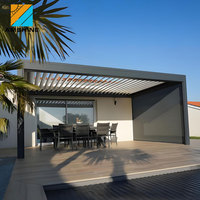 Pergola en aluminium à toit à lamelles, télécommandée, en alliage d'aluminium 6063 T6, résistante au vent, pour extérieur