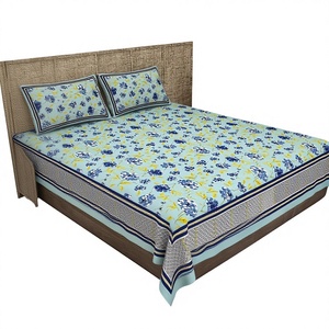 ผ้าปูที่นอนลายพิมพ์มือ HEAVENBIRDS คุณภาพดีที่สุด ผลิตจากผ้าฝ้าย 300 เส้นด้าย พร้อมปลอกหมอน 2 ใบ เป็นมิตรต่อสิ่งแวดล้อม - Product Image 1