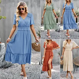 2023 Wholesale Summer Dress Apparel Stock Women Fashion Casual Skirts Clothes Plus Size Women's Dresses