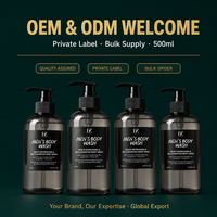 Gel Douche Homme Rafraîchissant Hydratant Contrôle Sébum Nettoyage Profond Lissant 500ml Marque Privée OEM