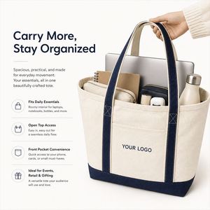 Sac fourre-tout en toile extra lourd avec logo personnalisé, patchwork, grande taille, avec bandoulière et poignée en corde, sac de shopping personnalisé - Product Image 5