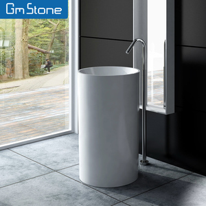 Évier en pierre artificielle cylindrique <span class=keywords><strong>de</strong></span> conception moderne Surface solide Lavabo autoportant <span class=keywords><strong>Colonne</strong></span> Salles <span class=keywords><strong>de</strong></span> bains des hôtels Lavage le plus vendu - Product Image 3