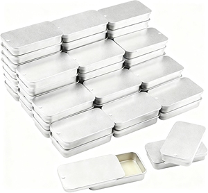 Expédition rapide, petite boîte en métal rectangulaire argentée portable, à glissière, solide, pour le stockage de baumes d'aromathérapie - Product Image 1