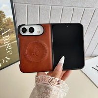 Étui de téléphone de luxe en cuir PU à motif, avec support magnétique et protection antichoc, style Ins, pour iPhone Duo