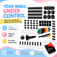 Kit de gestion des câbles, système d'organisation des cordons pour bureau, maison, bureau à domicile, avec manchons, clips en silicone, attaches adhésives pour TV, PC, jeux