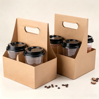 Support de tasse en carton kraft personnalisé pour votre marque, à paroi simple, avec poignée, pour boissons chaudes à emporter, pour tasses à café et thé jetables