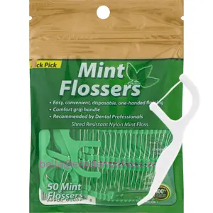 manufacturer Fresh Mint dental toothpicks plastic bag box package 50 count dental flosser toothpicks ODM OEM Dental Floss Pick
