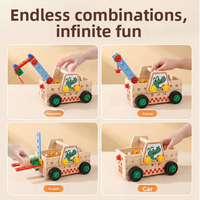 Banc d'outils en bois personnalisé pour enfants, ensemble de boîte à outils portable, jouet éducatif précoce, jeu de rôle de bricolage pour la fixation de vis, pour les jeunes enfants