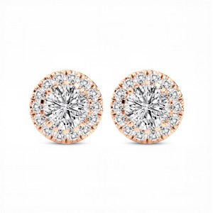 Classic Round Cut Lab Grown Diamond <b>Stud</b> Earrings VVS VS EF Color 18KT Rose Gold Minimalist Fine Jewelry for Women Everyday - Product Image 3