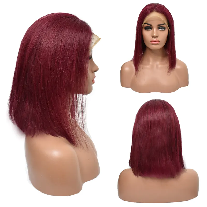 99J color 13*4 full lace frontal wig dark red color 100% human hair lace wigs for black women