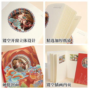 สมุดลายการ์ตูนแบบกำหนดเอง 3 มิติ พร้อมตราประทับแบบกลวง ตัดกระดาษไดคัท ใช้ซ้ำได้ สมุดบันทึกสร้างสรรค์ ของขวัญทางธุรกิจ - Product Image 4