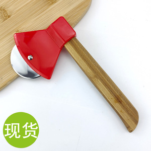 Stainless Steel <b>Pizza</b> Cutter With Bamboo Handle Axe Shape Non Slip For Slicing <b>Pizzas</b> Flatbreads Kitchen Baking <b>Tool</b> - Product Image 2
