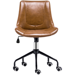 Brown Synthetic PU Leather Full Back <strong>Swivel</strong> <strong>Office</strong> <strong>Chair</strong> with <strong>Wheels</strong>, <strong>Office</strong> Furniture, Commercial Furniture - Product Image 1
