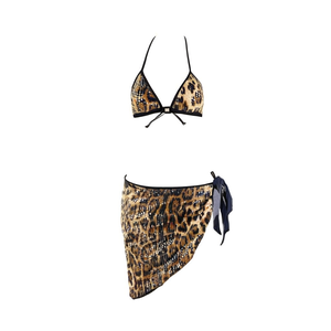 Costume da bagno intero HDJ con stampa leopardata, taglia plus, scollo a V profondo, gonna asimmetrica, monokini 66702 - Product Image 1