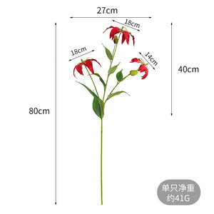 3 fleurs artificielles en soie <span class=keywords><strong>Lilium</strong></span> <span class=keywords><strong>Brownii</strong></span> réalistes pour la Saint-Valentin, le Nouvel An chinois et la rentrée scolaire, décoration pour la maison et le salon - Product Image 4