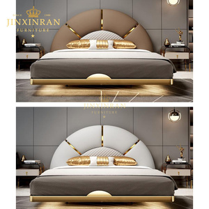 יוקרתי מודרני ריהוט חדר שינה עור כפול רך מיטה זוגית מיטת קווין נרדית חומה מיטה - Product Image 5