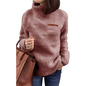 FOXA Sherpa Pullover Hoodie Women Fuzzy Sweatshirt Winter Warm <b>Tops</b> With Zipper Pocket Anti Pilling Fleece Material - Product Image 1