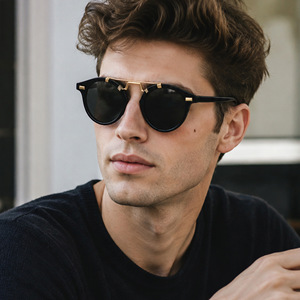 Gafas de Sol Nuevas Retro con Marco Redondo Pequeño de Metal, Estilo Aviador, Protección Solar Especial para Conducir, para Hombres Europeos y Americanos - Product Image 1