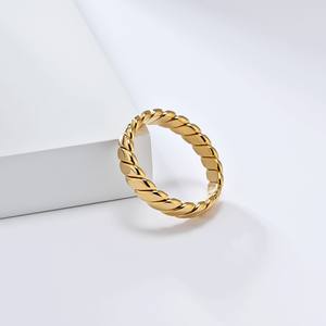 TG cerchio torsione geometrica in acciaio inox placcato oro 18K donne Accesorios anello gioielli moda - Product Image 2